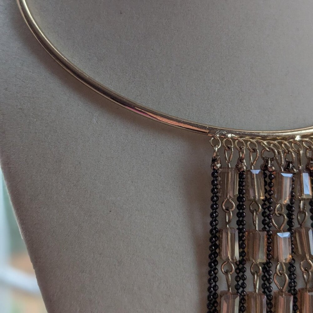 Bold Elegant Classic Statement Necklace – Black and Gold Neklace